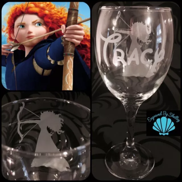 Bicchiere da vino Disney Brave, Merida personalizzato fatto a mano regalo incisione nome gratuita!