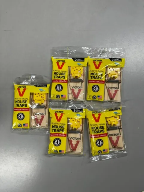 Set of 10 (2x5) Victor Easy Set Plastic Pedal Wood Mouse Mice Rat Trap - New