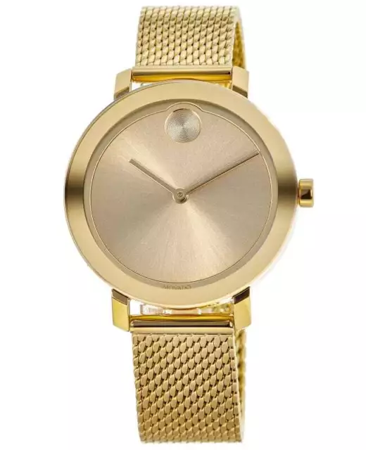 New Movado Bold Evolution Gold Dial Gold Plated Women's Watch 3600653