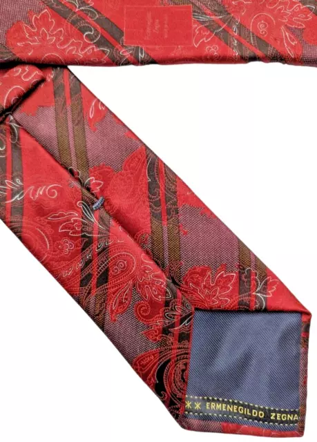 Corbata de cuello grueso ERMENEGILDO ZEGNA roja reciente floral 100% seda para hombre de lujo moderna 2