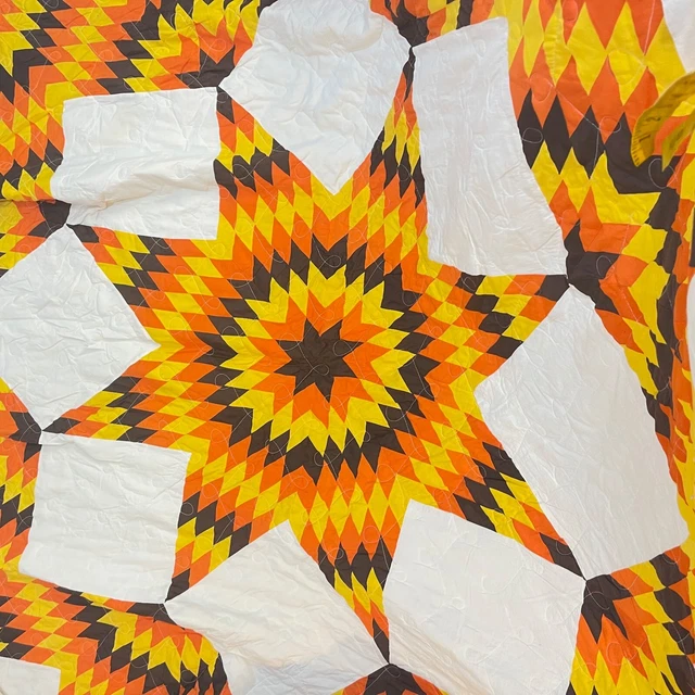 quilt full 70x80 lone star yellow orange cotton boho cottoagecore retro quilt full 70x80 lone star yellow orange cotton boho cottoagecore retro
