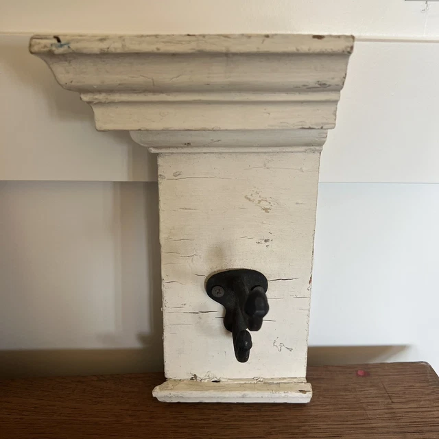Vintage Iron Coat Hook Hanger On Old White Crown Molding Cottage Core Farmhouse