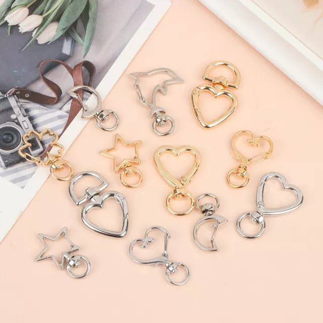 5Pcs Gold Keychain Heart Animal Keychain Keyring DIY Jewelry Making Accessor-xd