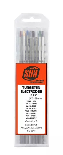 SÜA TIG Welding Tungsten Electrodes Mixed Colors 0.04", 1/16", 3/32", 1/8"