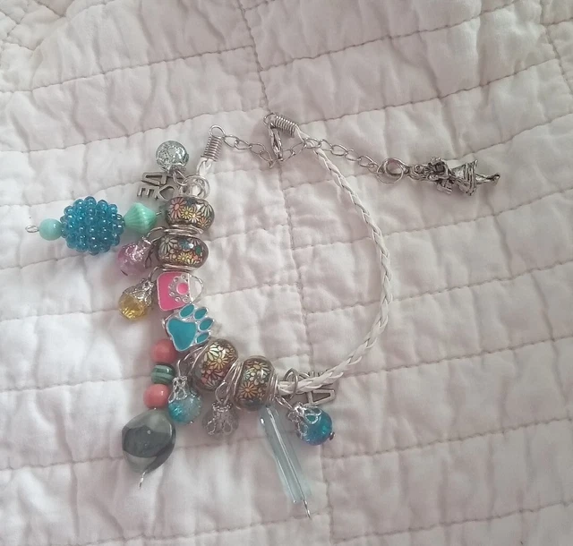 Artist Made Alice In Wonderland bacelet Silver Plated Love Charm bracelet 7.50