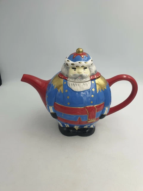 Grande Théière De Noël En Céramique Kate Williams Design Global « Roi » Peinte À La Main Levée
