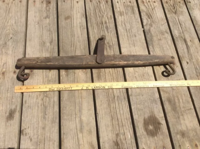 Primitive Wood  Country Farm Tree, Antique Hardware Dual Hook ,