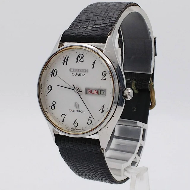 Battery Replaced Citizen Crystron Vintage Day Date Gn-5-S Men'S/Watch/Analog/