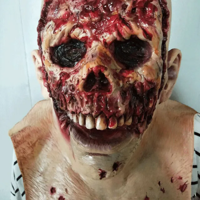 Creepy Scary Melting Face Zombie Latex Mask Horror Halloween Costume Party Props