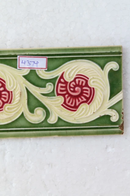 Japan antique art nouveau vintage majolica border tile c1900 Decorative NH4374 4
