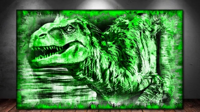 LEINWAND BILD ER XXL POP ART DINOSAURIER DINO ABSTRAKT WAND POSTER 150x90