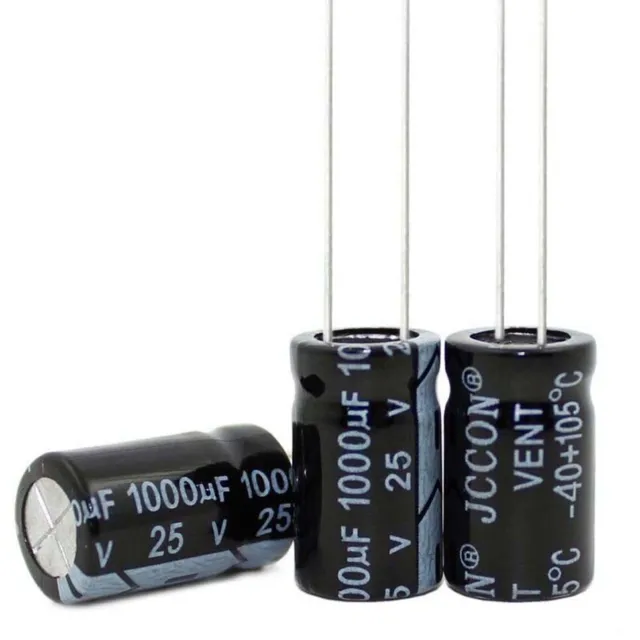 25V 1000uF Radial Electrolytic Capacitors 105°C 10x17mm Tolerance ±20% Pitch 5mm