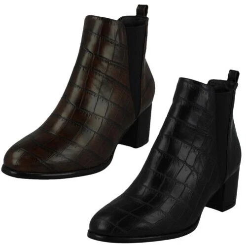 Spot On Femmes Tirer Sur Bloc à Talon Bottines - F5R1090