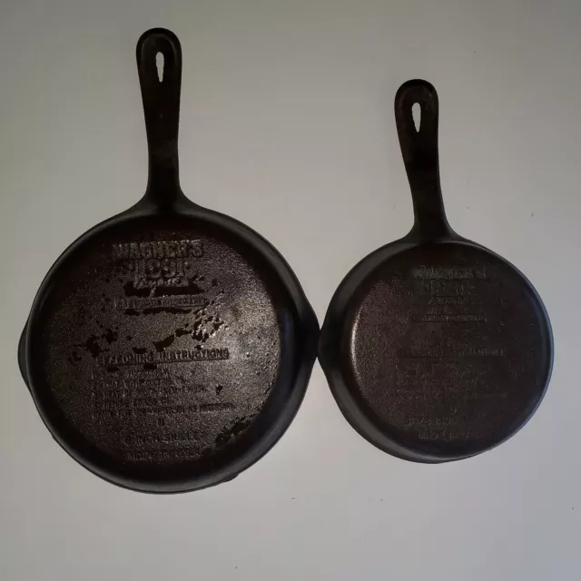 Vintage Wagner 1891 X Cast Iron Skillet Frying Pan  8 And 6.5 Inch Lot 2 Pair