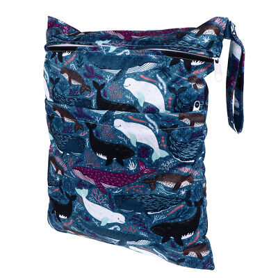 Waterproof Zippered Baby Cloth Diaper Bag Reusable Nappy Bag Wet Dry Bag