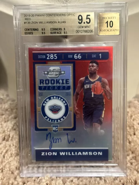 2019 Panini Contenders Optic Red Zion Williamson Rookie #135 Auto /49 BGS 9.5