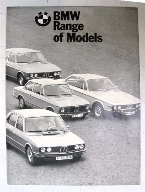 BMW CAR RANGE Sales Brochure c1974 #332150012 1602 1802 2002 tii TURBO 3.0CSi ++