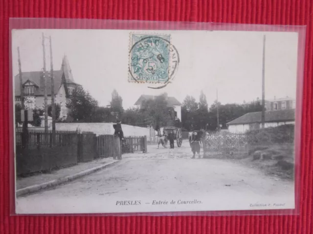 CPA ECRITE TIMBRE PRESLES Entrée DE COURCELLES 95 SEINE ET OISE