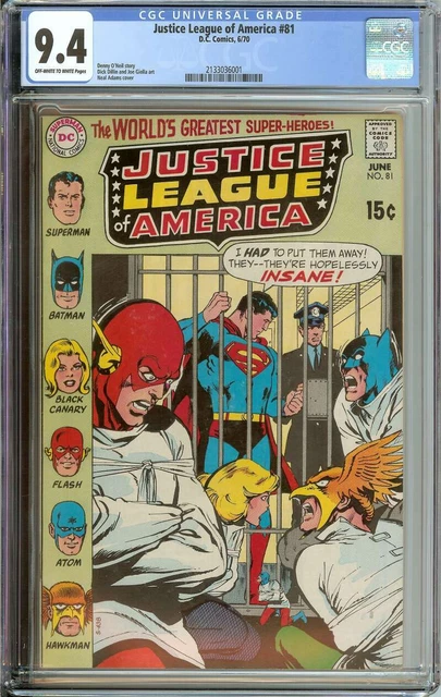Justice League Of America #81 Cgc 9.4 Ow/Wh Pages // Neal Adams Cover