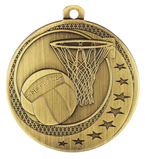 Netball Wayfare Gold Medal 50mm With Neck Ribbon Engraved FREE