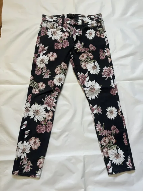 Jen7 By 7 For all mankind Women’s Printed Floral Black Ankle Jeans Sz 12