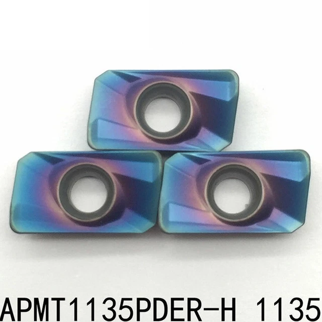 10 Inserti Per Fresatura APMT1135PDER -H In Carburo, Grado HRC65&deg; - Per Utensili BAP 300R