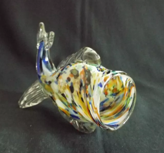 MID CENTURY VINTAGE MURANO HAND BLOWN ART GLASS 15 cm FISH VASE