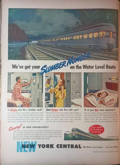 1946 NEW YORK CENTRAL  magazine Print Ad ORIGINAL Unframed