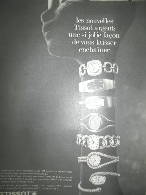 Publicite De Presse Tissot Montres Argent Mod. Ariane Aurore Etc. French Ad 1972