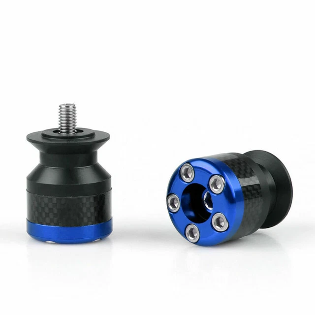 Universal Motorcycle CNC Carbon Fiber 8mm Swingarm Sliders Spools Blue AT2