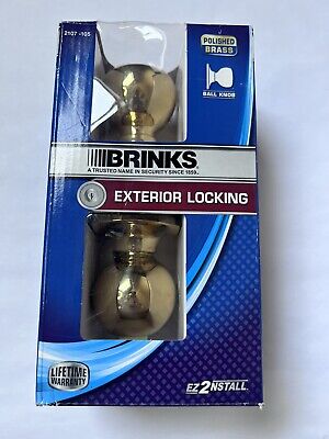 Brinks Exterior Locking Ball Knob - Polished Brass - Lifetime Warranty NIB