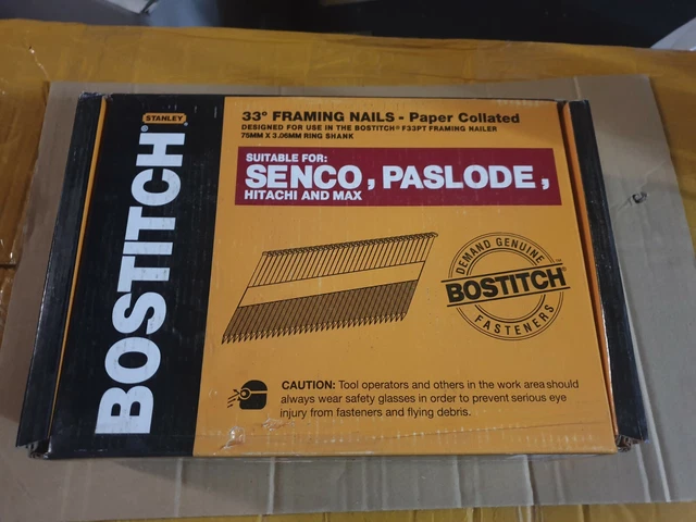 BOSTITCH 3000PC CARTON Framing Nails 75mm x 3.06mm SR75X306 3M