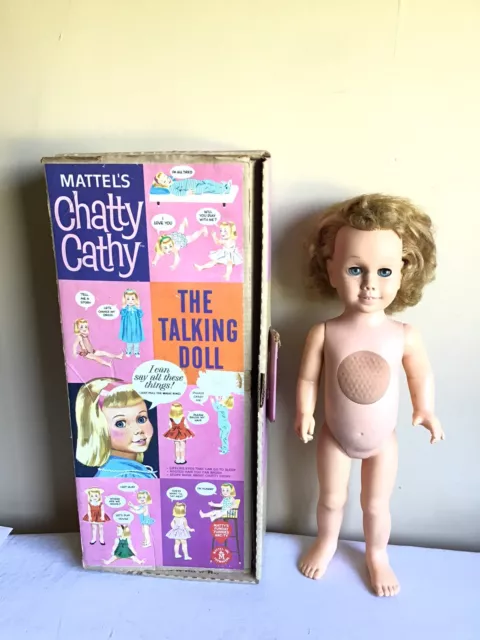 Vintage 1959 Mattel Chatty Cathy Talking Doll Nude Blue Sleepy Eye Plastic Doll