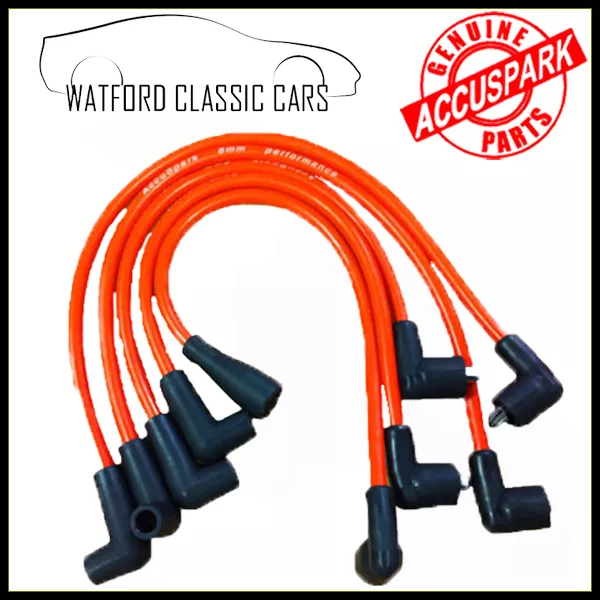 Accuspark 8mm Red Silicone High Performance HT Ignition leads for Morris Minor