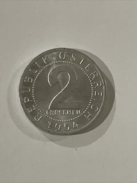 Austria 1954 2 Groschen Coin