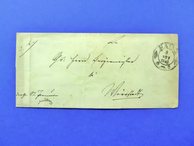 T&T-Briefhülle 1842, Stpl. MAINZ - Behördenstempel