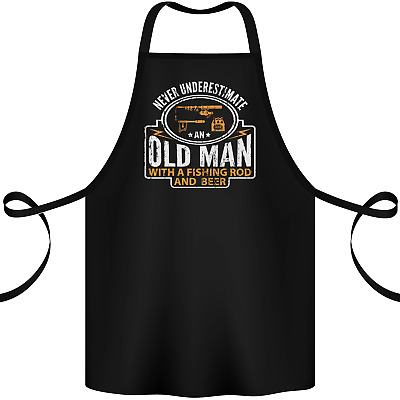 An Old Man With a Fishing Rod & Beer Funny Cotton Apron 100% Organic