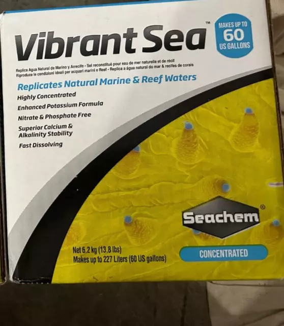 New Seachem Vibrant Sea Salt Concentrated Synthetic 60 Gallons Aquarium