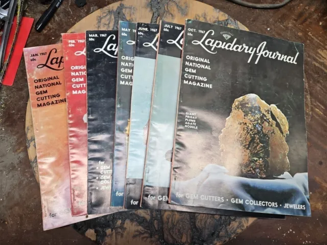Lapidary Journal Magazine Lot Of 7. Gem Cutters, Collectors, Jewelry 1967 Vtg