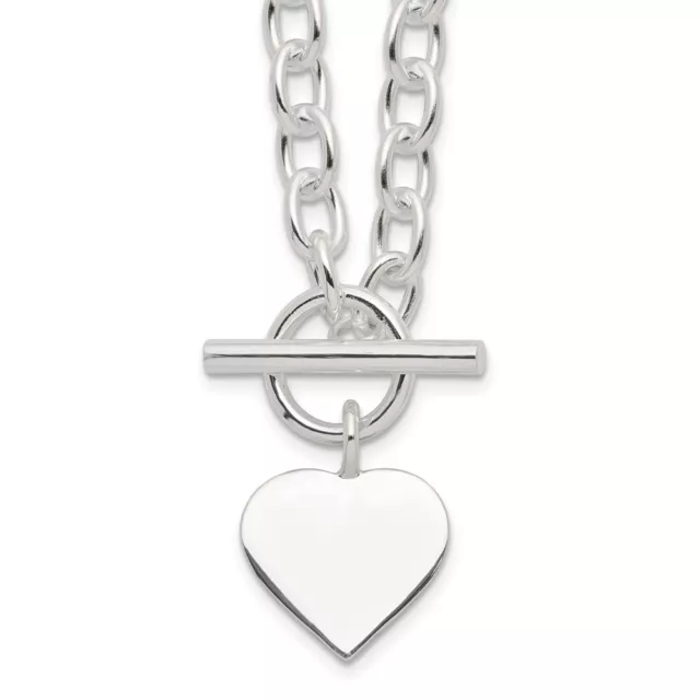 Sterling Silver Engraveable Heart 18" Necklace Gift For Women