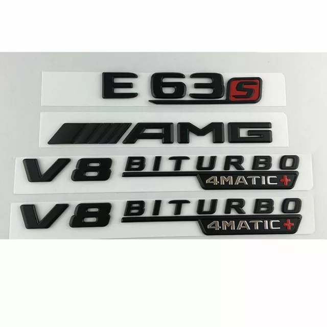 Black Emblems Badges for Mercedes Benz W212 W213 E63s AMG V8 BITURBO 4MATIC+