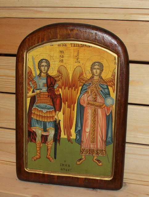 Hand made Orthodox icon Archangels Michael and Gabriel