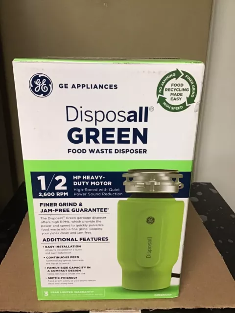 BRAND NEW GE 1/2 HP Heavy Duty Disposall Green Food Waste Garbage Disposer