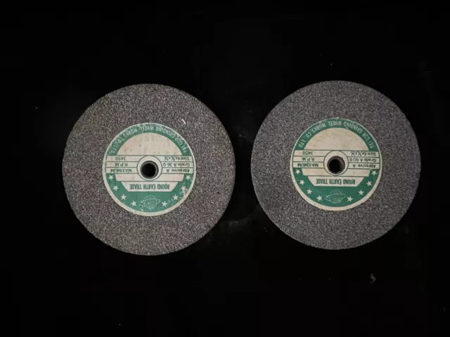 Pair Of Vitrified Grinding Wheel 60 Grit Grade A Size 6 x 3/4 x 1/2