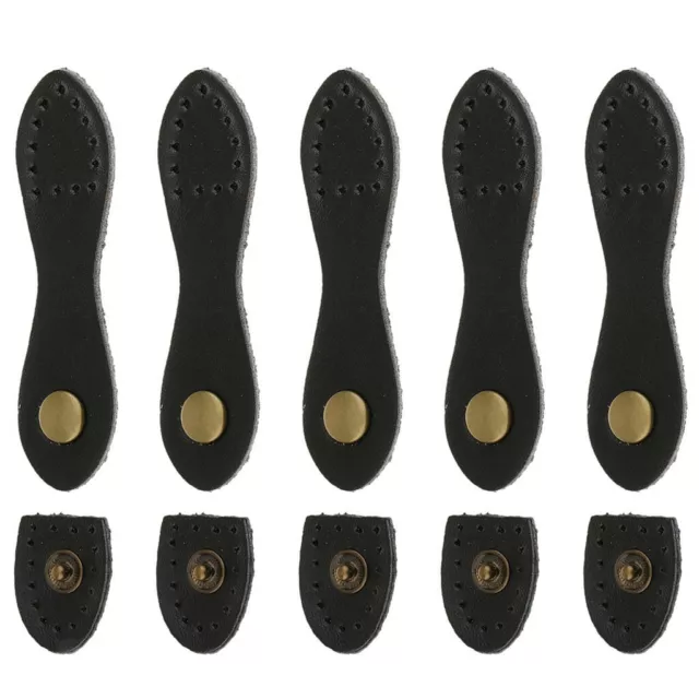 5 Sets Pear Shaped Leather Buckles Purse Hasp Bag Making Accessories Black