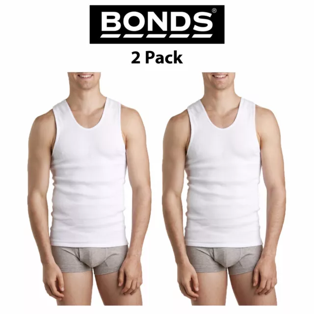 Mens Bonds Chesty Singlets 2 PACK Muscle Tank Top White Work Tough Shirt M7WL