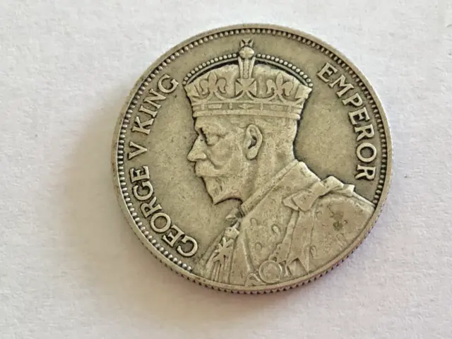 New Zealand 1934 King George V Silver Florin Coin - good detail