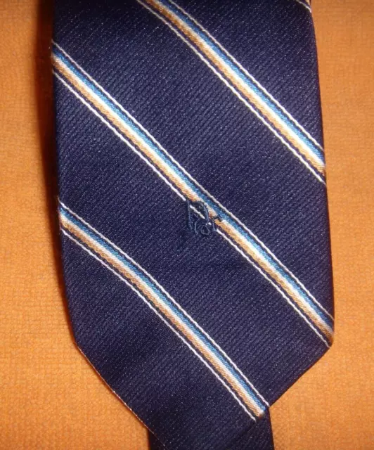 Christian Dior 35% Silk 65% Poly. Mens Tie 54 X 3 " Bl, Br,Gold  Blue Stripes