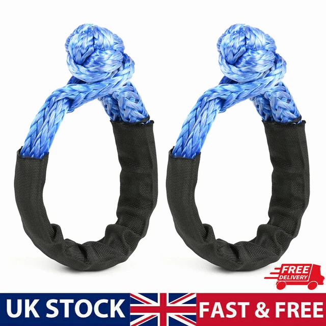 2X SOFT SHACKLE Synthetic Ton Rope Winch / Recovery Strap 38,000LBS for