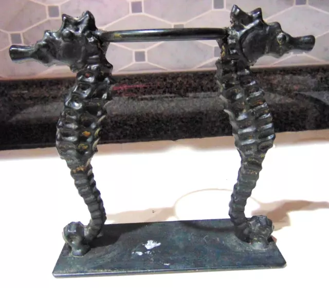 Cute Cast Iron Double Seahorse Black Votive Candleholder